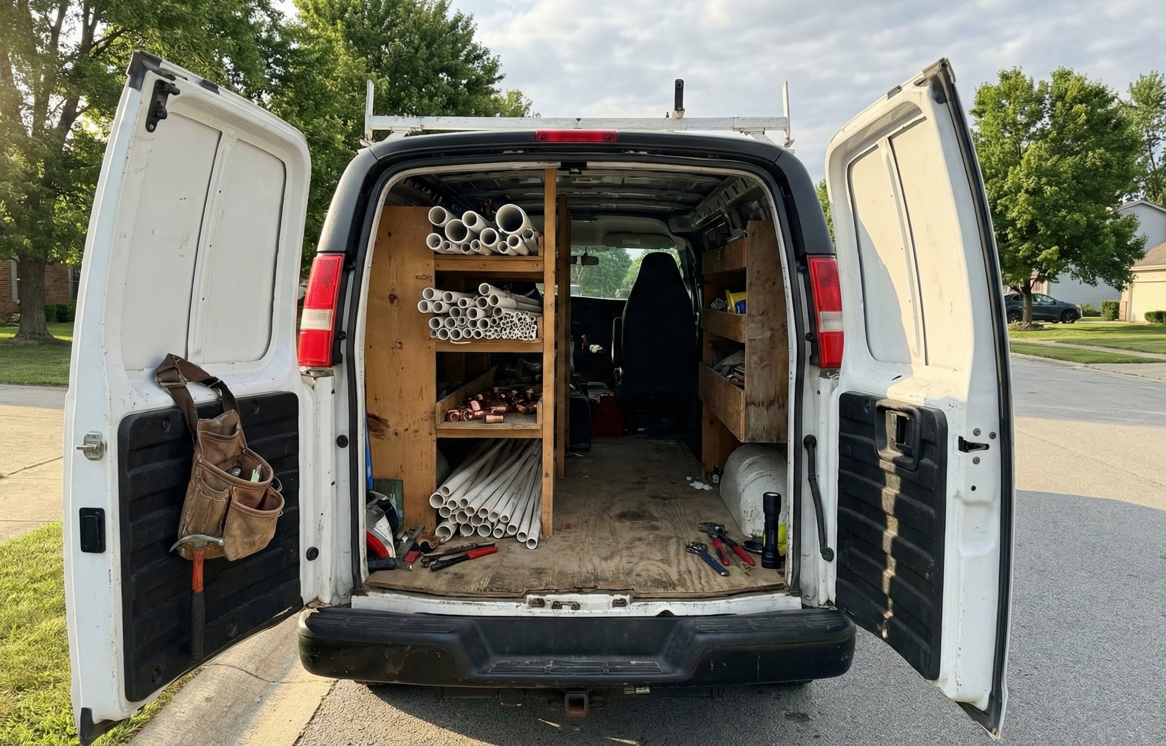 Licensed plumber reviewing a job estimate with a homeowner