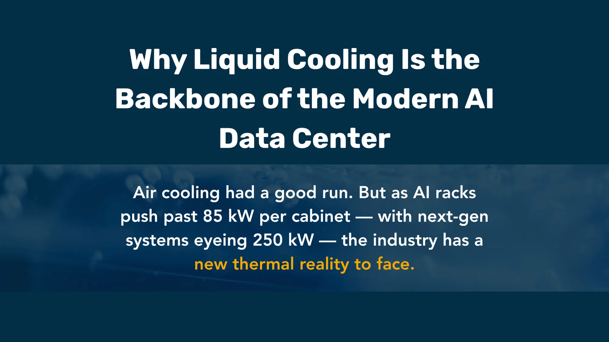 Steadfast Operations title graphic on liquid cooling for AI data centers