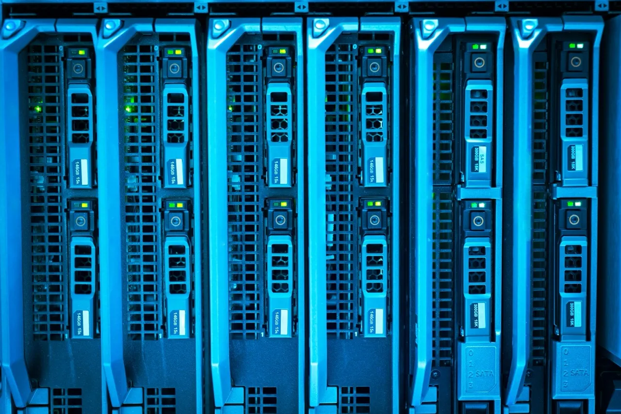 Modern data center infrastructure showing redundant power distribution units, UPS systems, and precision cooling equipment with thorough monitoring capabilities