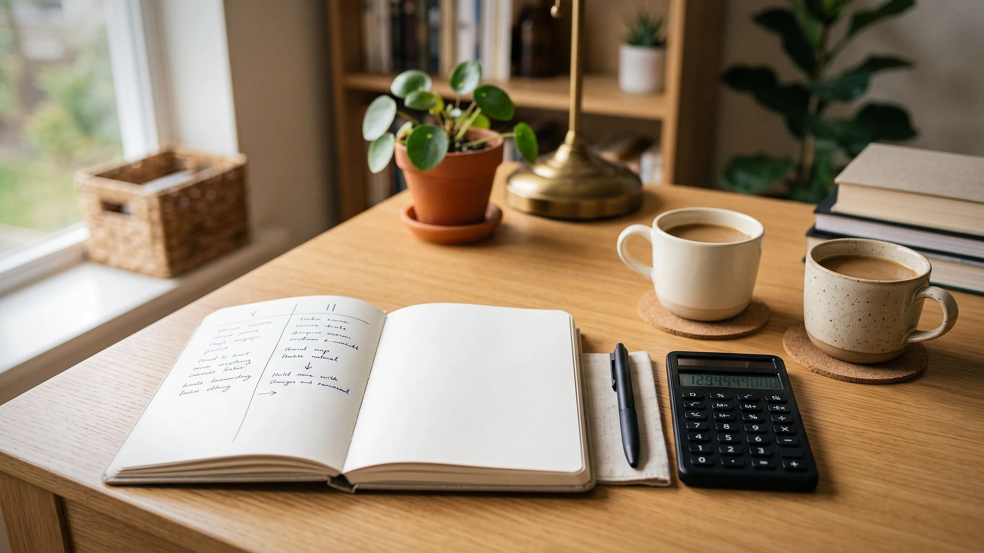 An open notebook laying out a side-by-side cost comparison