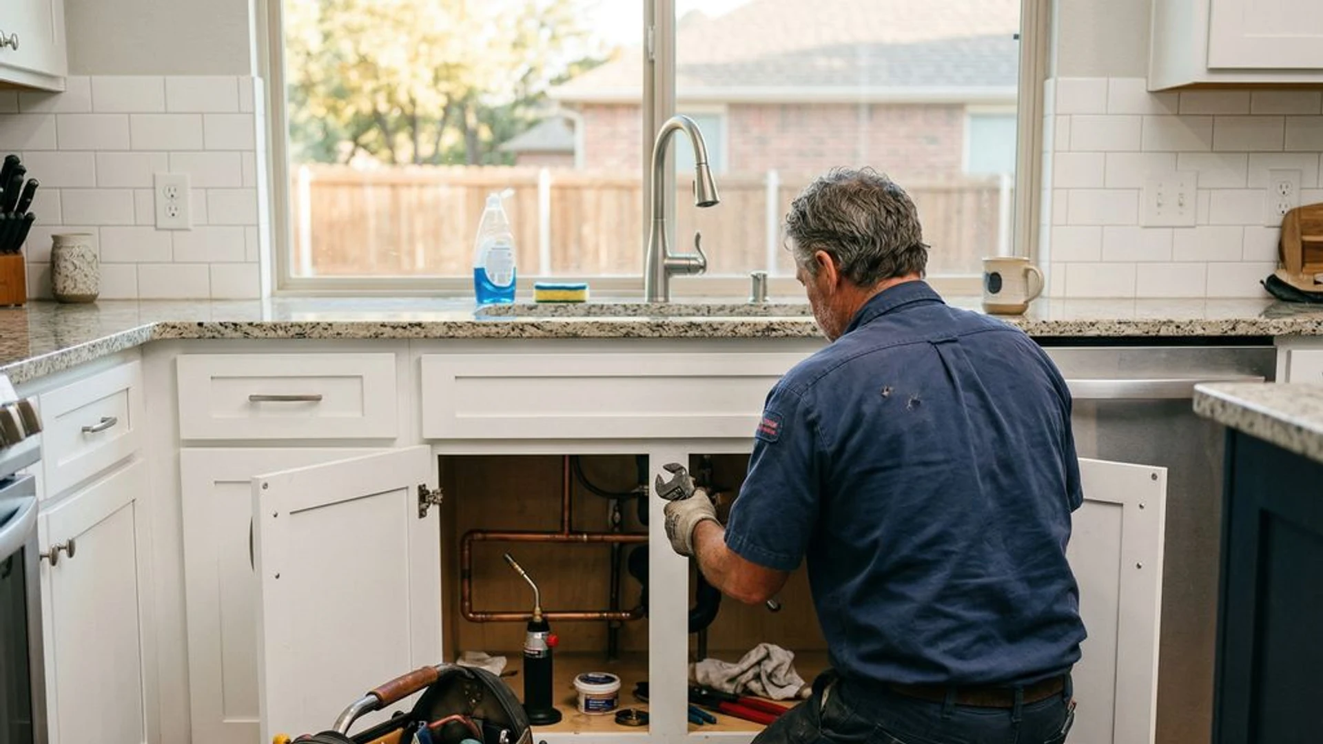 Cole's Plumbing master plumber on a water heater service call